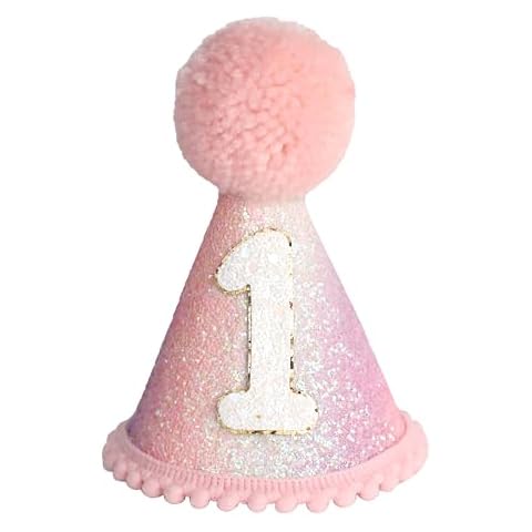 HODIHIWI Pink Boho 1st Birthday Hat Decorations for Baby Girls Handmade Natural Outfit Party Hats Cover