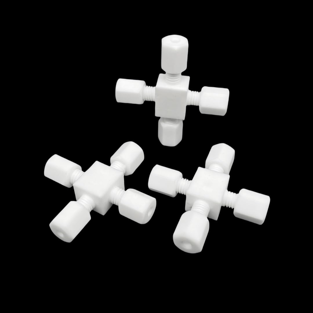 Válvula de bola de PTFE – Interruptor duradero de 4 vías para conexiones roscadas, ideal para fontanería y aplicaciones industriales, 1 pieza