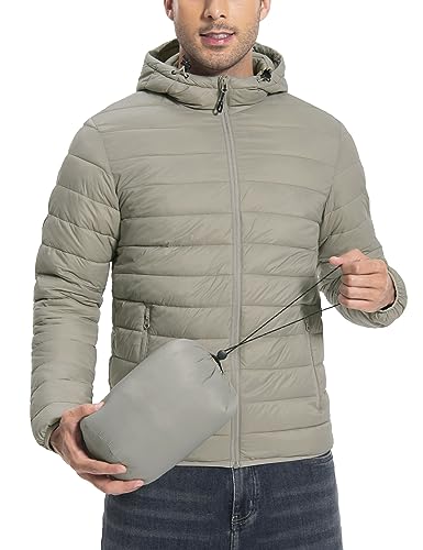 Image of Pioneer Camp Mens Lightweight Packable Puffer Jacket Hooded Insulated Thermal Puffy Winter Jackets for Running Travel