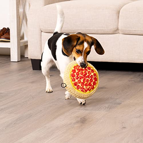 Trustypup Tough 'N Fun Pizza Squeaky Plush Dog Toy, Chew Guard Technology - Red/Tan, Large #TOP1