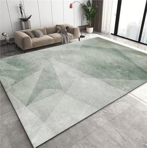 Tapis lavable 200x250cm vert abstrait grand confort pour salon