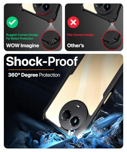 Image of WOW IMAGINE TPU+PC Shock Proof Clear Protective Back Case for Realme Narzo 60X 5G, Realme 11 5G, Realme 11X - 360 Degree Camera Protection, Transparent Hybrid Mobile Cover - Black