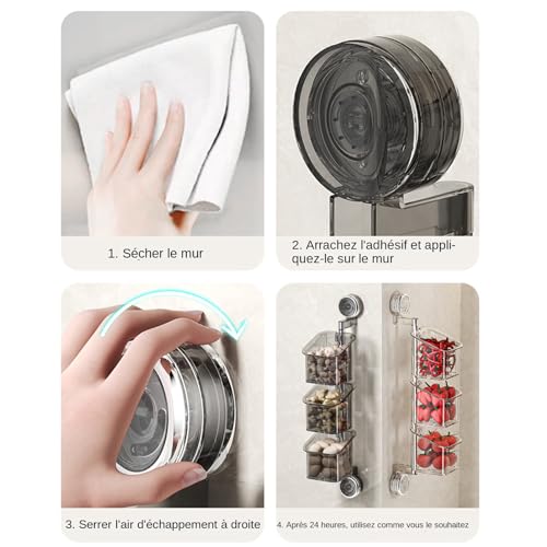 Étagère à ventouses pour rangement de douche avec égouttage mural - 6
