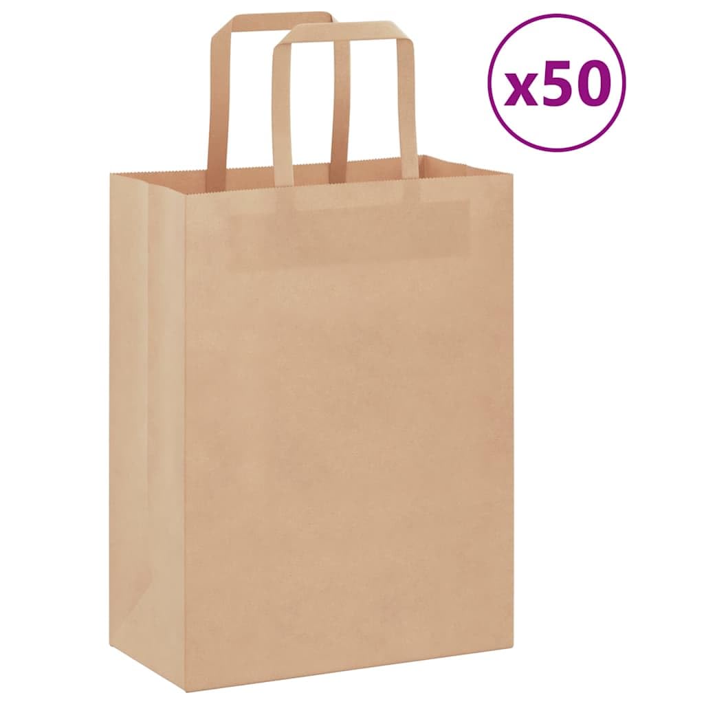 Sacchetti di carta 50 pezzi con manici marroni 21x11x28 cm Kraft
