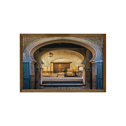 Ambesonne Moroccan Framed Wall Art - Old Medina Arch Entrance