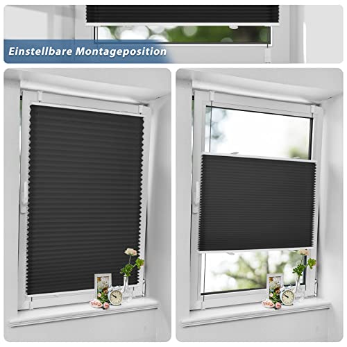 Sanfree Plissee ohne Bohren Klemmfix Plisseerollo Blickdicht Schwarz B90 x H100cm Plissees Jalousien Sichtschutz und Sonnenschutz Rollo für… – Ansicht 3