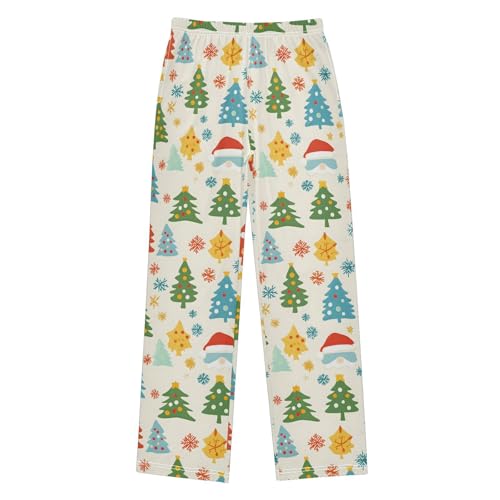 Christmas Pajama Pants Christmas Tree Santa Hats Long Sleep Pants Lounge Bottoms