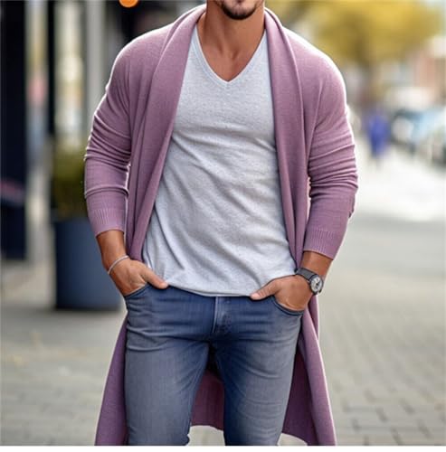Men's Long Cardigan Sweater Lightweight Slim Fit Knit Open Front Cardigans2