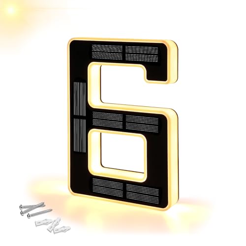 XTAUTO 6.7" Solar Powered House Numbers for Outside, Address Signs Light Up