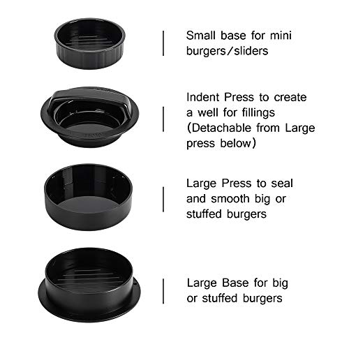 GPYG Burger Press, Hamburger Press Patty Maker, Slider Press Stuffed Burger Patty Press Regular Burger Maker 3 in 1 Non Stick Kitchen Barbecue Grilling Patty Molds…