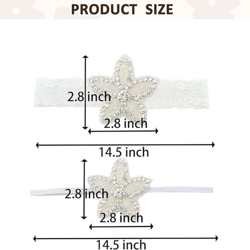 2PCS Baby Girls Star Headbands Crown Elastic Lace Band Hair Accessories For Infants Newborn Toddler Kids2