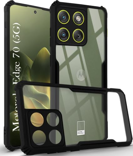Image of Jkobi Hybrid Back Case Cover for Motorola Moto Edge 70 (Shockproof with Polycarbonate Clear Panel | Professional Black)