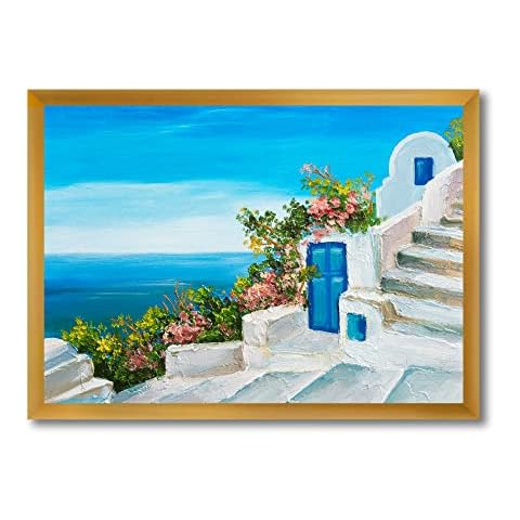 DesignQ House Near The Sea Colorful Flowers IV Nautical & Coastal Framed Wall Art Cover