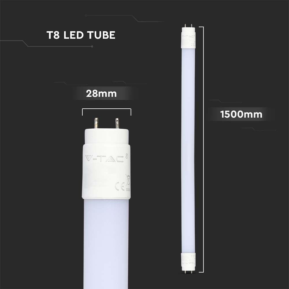 V-TAC Tubo LED Chip Samsung T8 24W 125LM/W G13 150cm in Nanoplastica 4000K