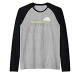 foresta tramonto silhouette vintage natura maglia con maniche raglan