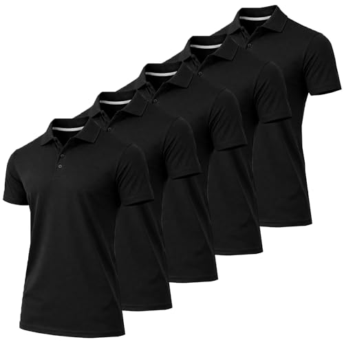 Camiseta polo para hombre de secado rápido y control de humedad (paquete de 5 unidades), tallas S-3XL miniatura 1