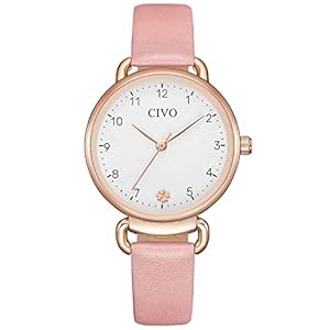 CIVO Womens Watch, Waterproof Womens Wrist Watches Analog Quartz Watch Leather Strap Simple Business Casual Elegant Dress Ladies Watches for Women