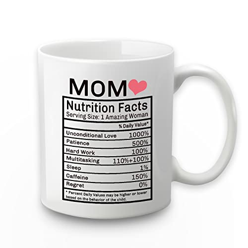 WENSSY Gifts for Mom, Mom Nutrition Facts Mug, Mom Nutrition Facts Gifts, Birthday Mothers Day Gifts for Mom from Daughter Son 11 Ounce with Gift Box