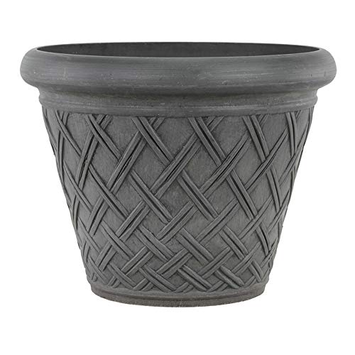 PSW Pot Collection Basket Weave Planter Pot for Indoor and Outdoor Plants and Gardens, 18-inch, Dark Charcoal -  Arcadia Garden Products, MB46DC