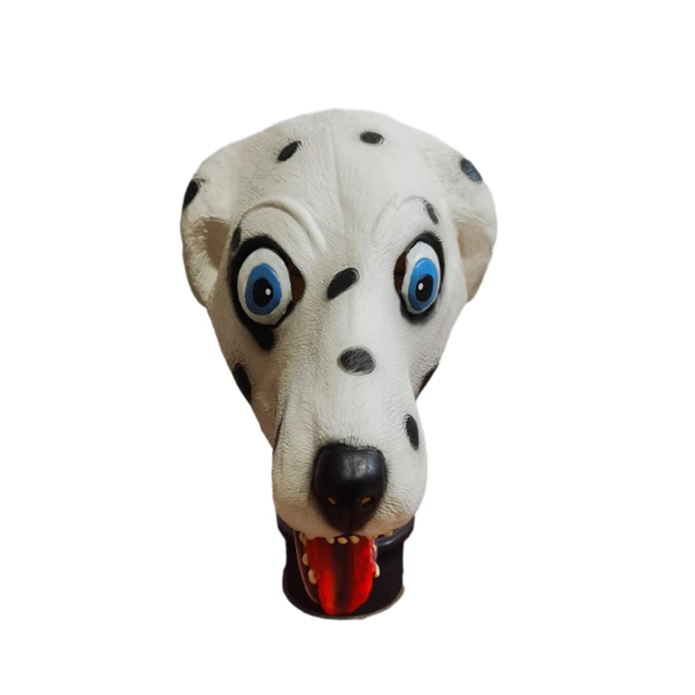 BaronHong Latex Animal Mask Labrador Mask Fancy Dress Adult Headwear Halloween Mannequin Party Costume (Spotted Dog, M)