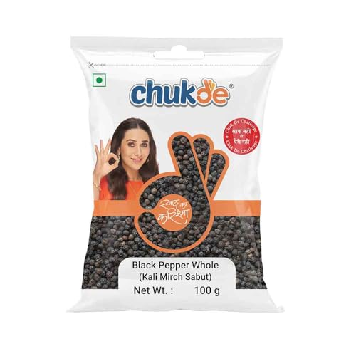Image of Chukde Black Pepper Whole - Bold Size, High Oil & Flavor, Sterilized for Safety | Adulteration-free, Rich in Volatile Oil for Enhanced Taste | Gol morich, Kali mari, Kari menasu | 150 Gram (50 Gm x 3)
