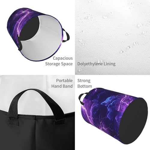Panier à linge pliable en tissu violet M : solution gain de place - 5