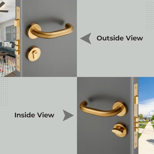 Image of LAPO Main Entry Mortise Lock Set | 50x85mm Lock Body | 70mm Cylinder | Fits 30-50mm Door Thickness | 3 Brass Keys | Gold Finish | Reversible Door Fit | Quick Install | 3 Years Warranty | CMH-6T