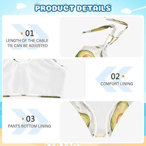 KLL Funny Avocado Girls' Two Piece Bikini Sets Scoop Neck Swimsuit Swimwear Cute Shoulder Strap4