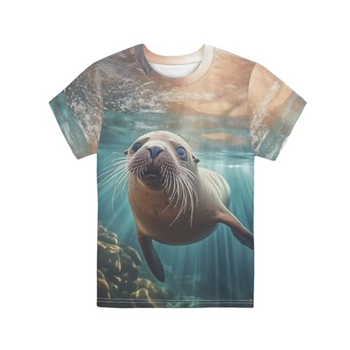 Image of Xhuibop Kids T Shirts for Boys Size 3-16 Girls Short Sleeve Sportswear Active Tops