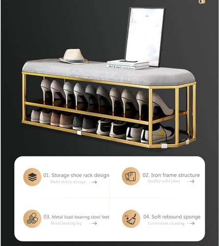 Tabouret de canapé et meuble à chaussures multifonction avec repose-pieds - 8