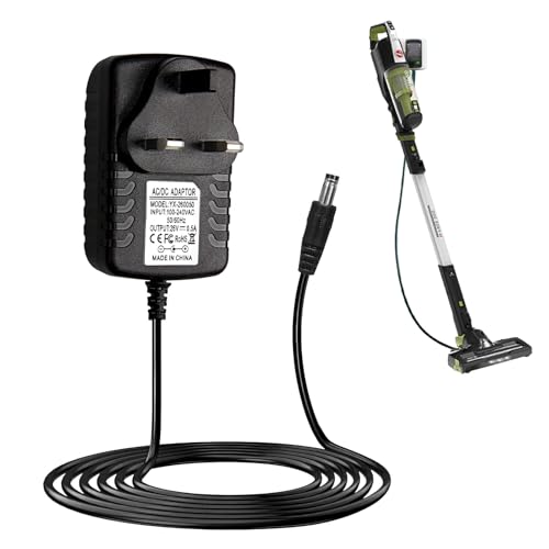 26V Charger for Hoover H-Free 100/200/500/700/800 Cordless Sweeps, 500mA Vacuum Cleaner Power Adapter for Hoover HF122GH, HF222MPT, HF522UPT, HF522BH with 1.8m Battery Charger Cord Black