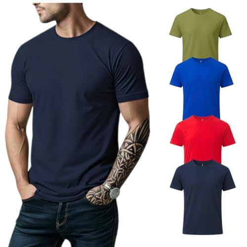 Image of Men's 100% Cotton Crew Neck T-Shirt | Regular Fit | Soft & Breathable | Casual Everyday Wear
