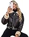LY VAREY LIN Winter Women Faux Lamb Fur Leather Short Jacket Lapel Zipper Bomber Aviator Coat