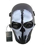 Correa elástica ajustable WISEONUS Tactical Airsoft Paintball CS Juego de Guerra Máscara Protectora Halloween Cosplay Máscaras Faciales Equipos (Negro-Calavera)