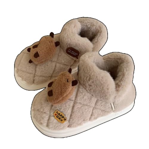 Capybara Slippers Cute Fuzzy Warm Plush Winter Shoes, Cozy Indoor Outdoor House Sandals Bedroom Comfortable Wear Soft Cloud Slides Faux Fur Furry Lightweithg Anti-Skid Funny Grips Platform Slippers