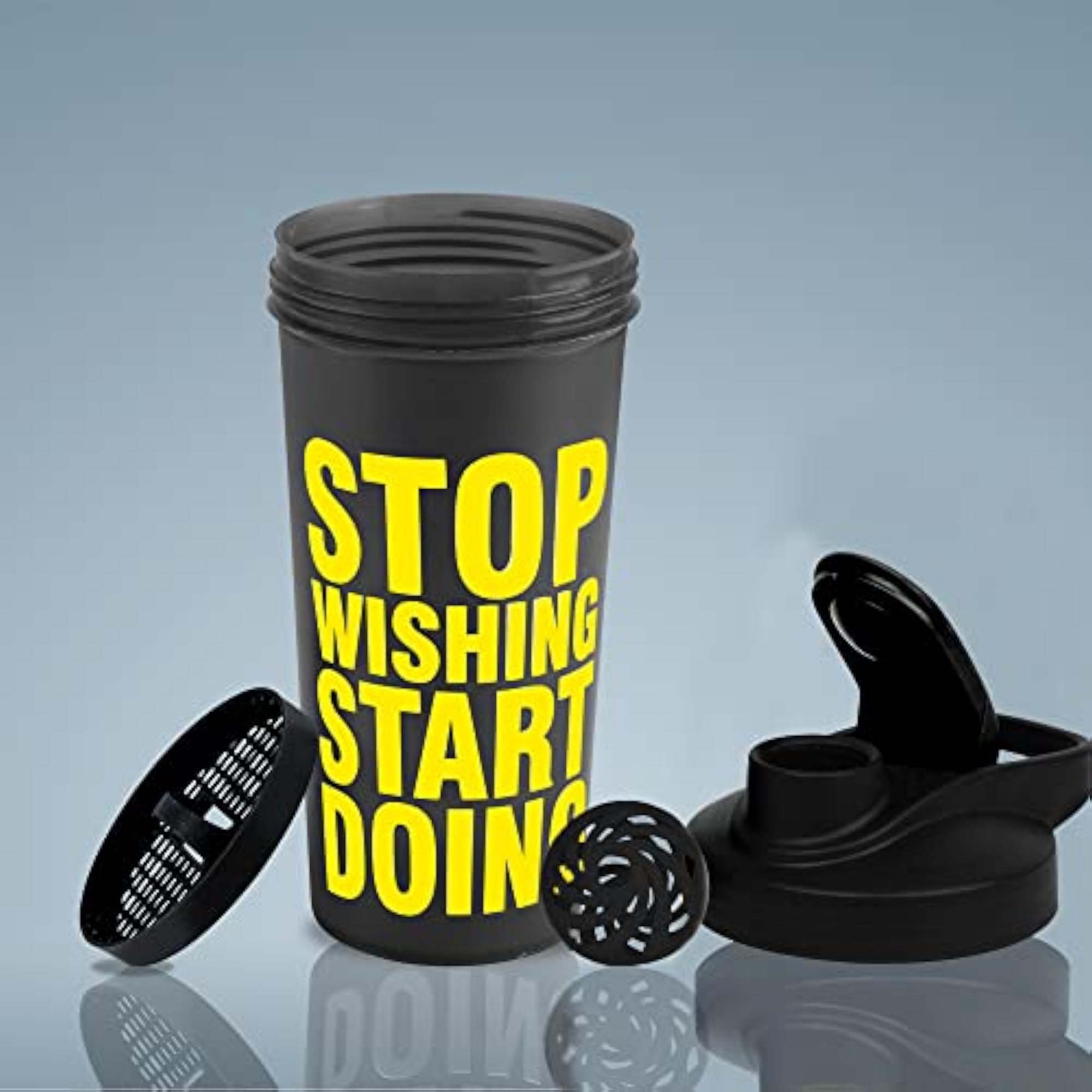 Front Zip Gym Bag & Stop Wishing Shaker Bottle Combo