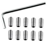 LUORNG 10PCS 1/4-20 x 1/2 inch 304 Stainless Steel Allen Head Drive Cup Point Screw, End Grub Headless Bolt with Hex Drive Wrench, Hex Hexagont Point Screw