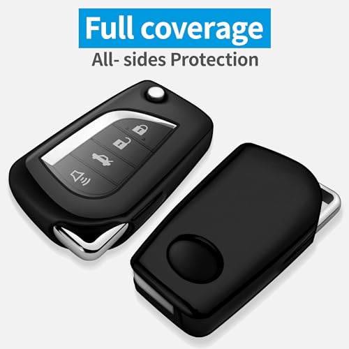 Image of Tukellen for Toyota Key Fob Cover,Special Soft TPU Key Case Cover Protector Compatible with 2018-2024 Camry SE /LE,2020-2025 RAV4 LE,Corolla SE /LE Smart Key-(Black)