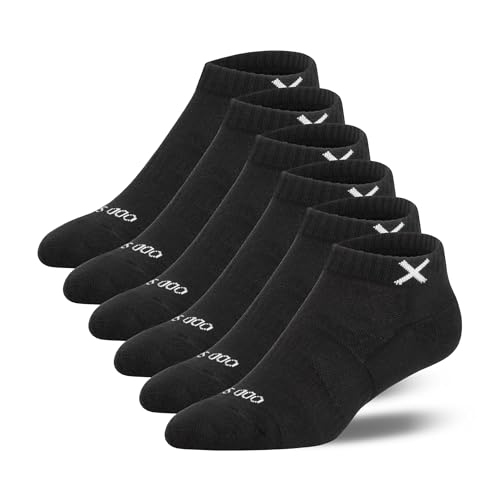 Odd Sox Basix - Big Kids Ankle Socks – Black 6-Pack | Everyday Comfort, Quality Cotton Blend, Durable Fit