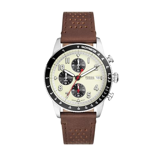 Fossil Men's Sport Tourer Quartz Stainless Steel Chronograph Watch, Color: Brown Leather (Model: FS6042) by Fossil - Used condition - CA$139.51