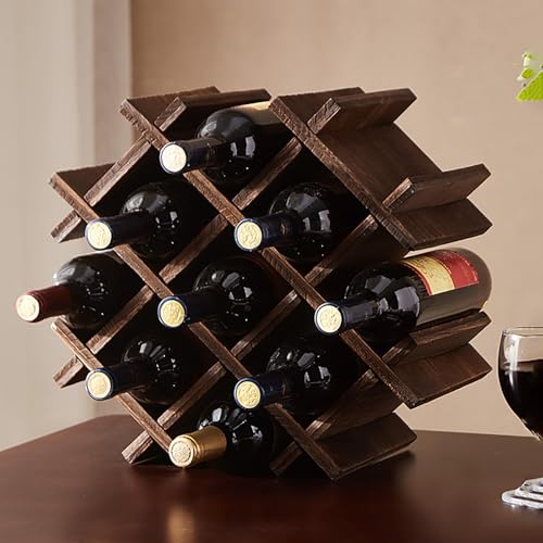 Soporte para 9 Botellas de Vino de Madera Maciza miniatura 7