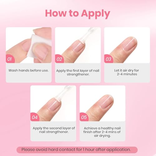 Beetles Nail Strengthener, Air Dry Pink Neutral Nail Polish Strengthener and Growth Nail Growth Treatment Nail Strengthener for Thin Nails and Growth - Image 5