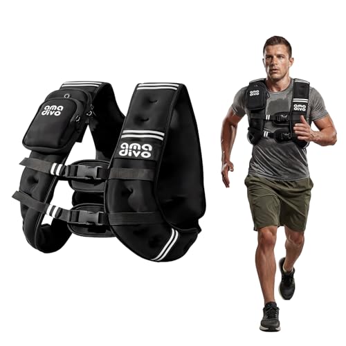AMA DIVO 20lb Weighted Vest for Men Women, Reflective Weight Vest for Strength Training, Heavy Duty Body Weight Workout, Durable Adjustable Buckles with Detachable Bag, High Intensity Gear