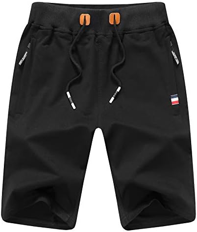 Sitmptol Big Boy's Shorts Casual Cotton Workout Drawstring Summer Beach Shorts with Elastic Waist and Pockets M Black