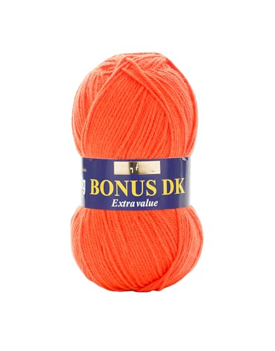 Hayfield - Lana de Tejido Doble Bonus DK (100 g), Hilo, Naranja Intenso, 19 x 9 x 9 cm