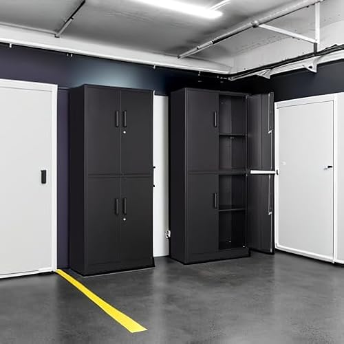 image for Yizosh Metal Storage Locking Cabinet with 4 Doors and 2 Adjustable She