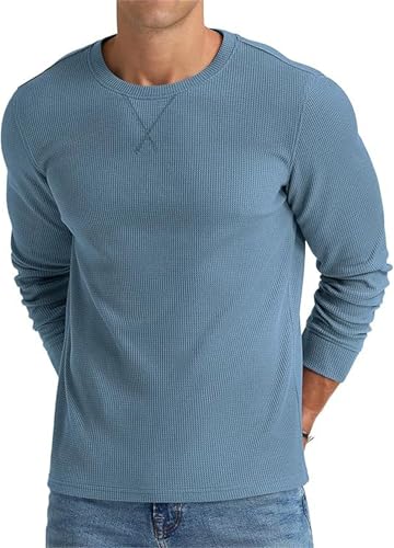 Chemises gaufrées à col rond et manches longues pour homme, chemises gaufrées à manches longues pour hommes, hauts décontractés en tricot, Ddp-8, 3XL