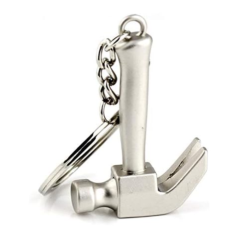 IKAAR Keyring Metal Keychain Mini Claw Hammer Pendant Mini Tools Mens Ornament Christmas Birthday Gift Silver Cover
