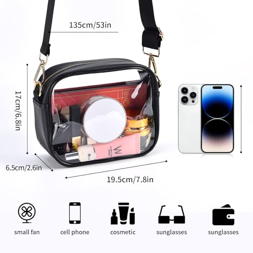 Image of Clear Bag Stadium Approved, Clear Crossbody Bag with Removable and Adjustable Strap for Sports Concert Event