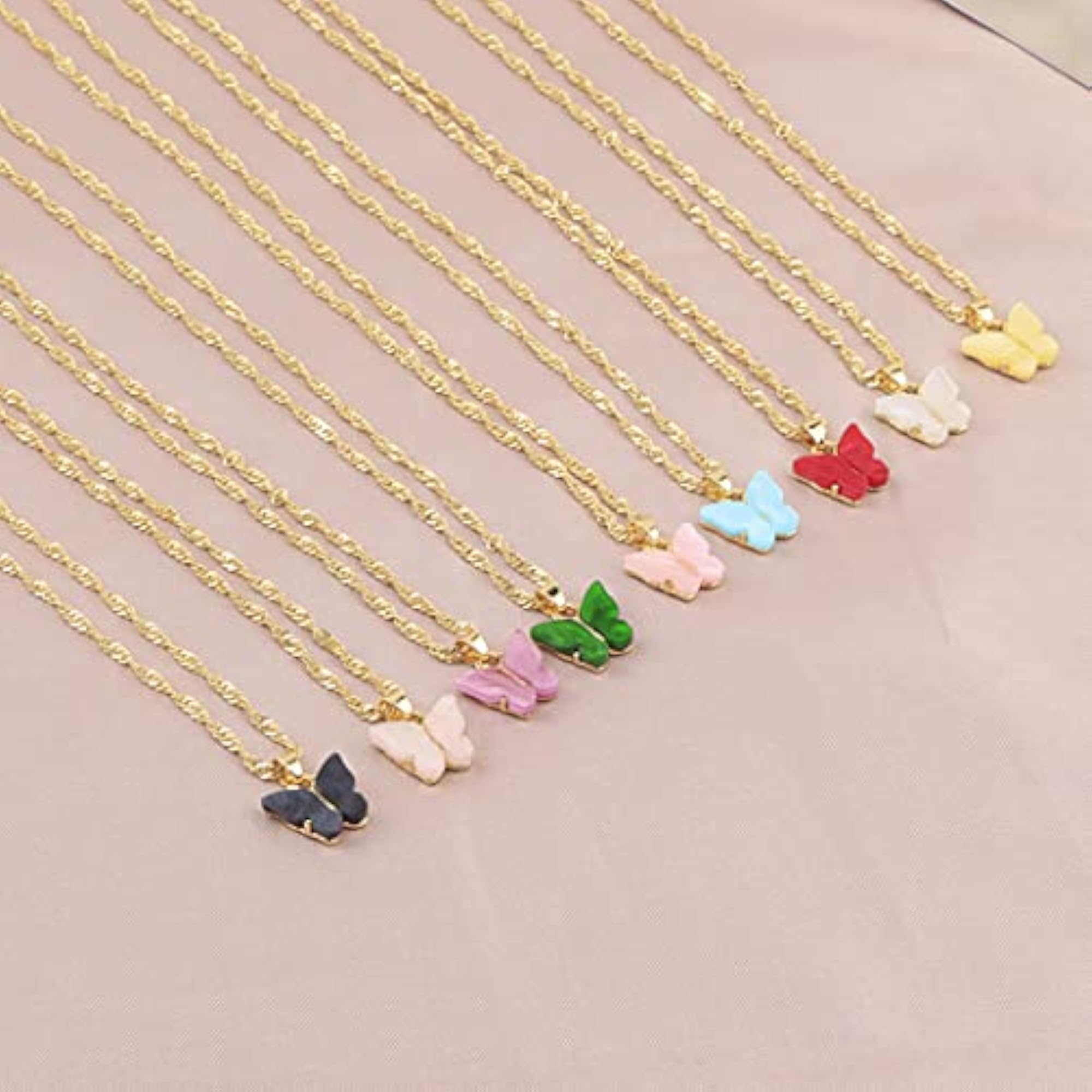 Women's Dainty Butterfly Charm Pendant Necklace, 2PCS